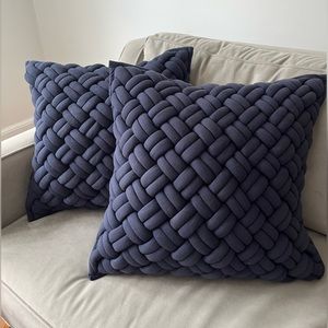 Pair of CB2 Jersey Knit Navy Pillow covers
